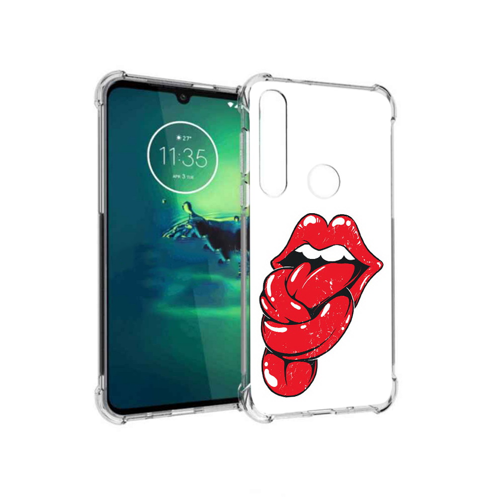 

Чехол MyPads Tocco для Motorola Moto G8 Plus яркие губы с языком (PT227062.344.705), Прозрачный, Tocco