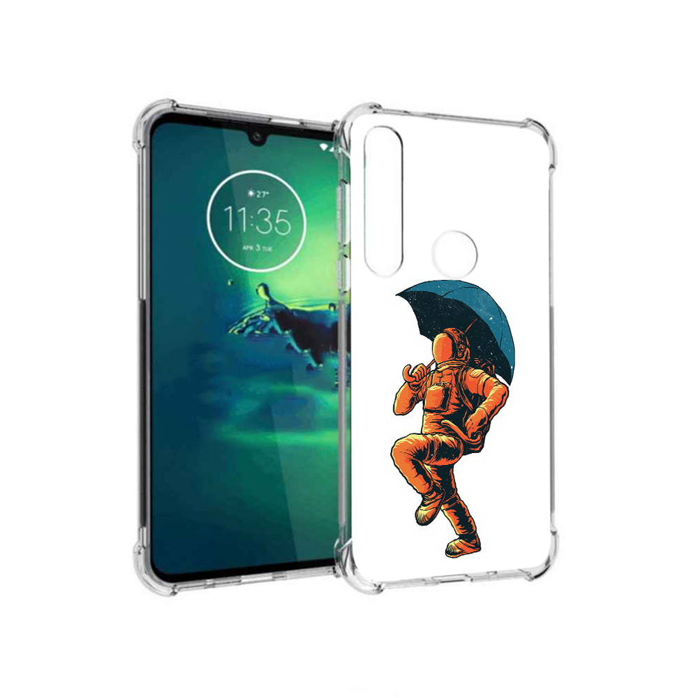 

Чехол MyPads Tocco для Motorola Moto G8 Plus шагающий космонавт с зонтом, Прозрачный, Tocco