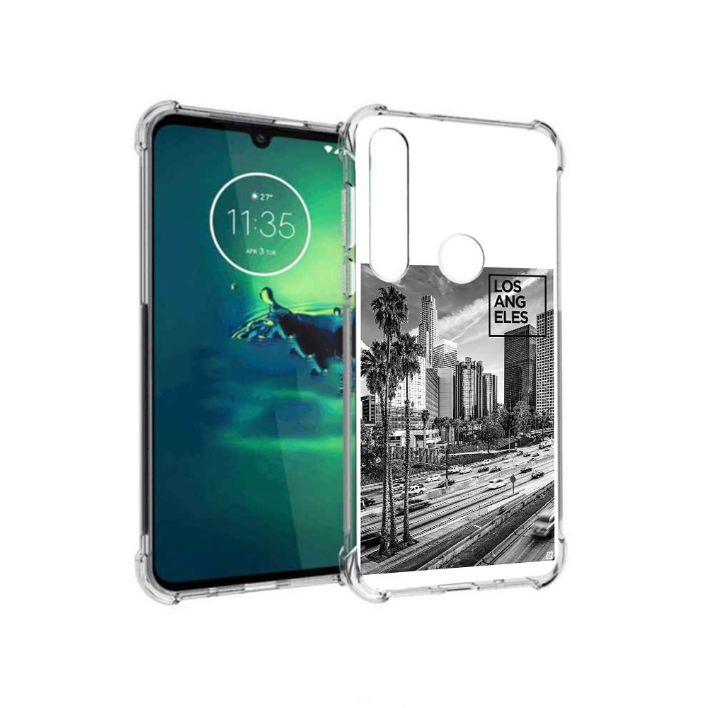 

Чехол MyPads Tocco для Motorola Moto G8 Plus черно белый лос анджелес (PT227062.344.685), Прозрачный, Tocco
