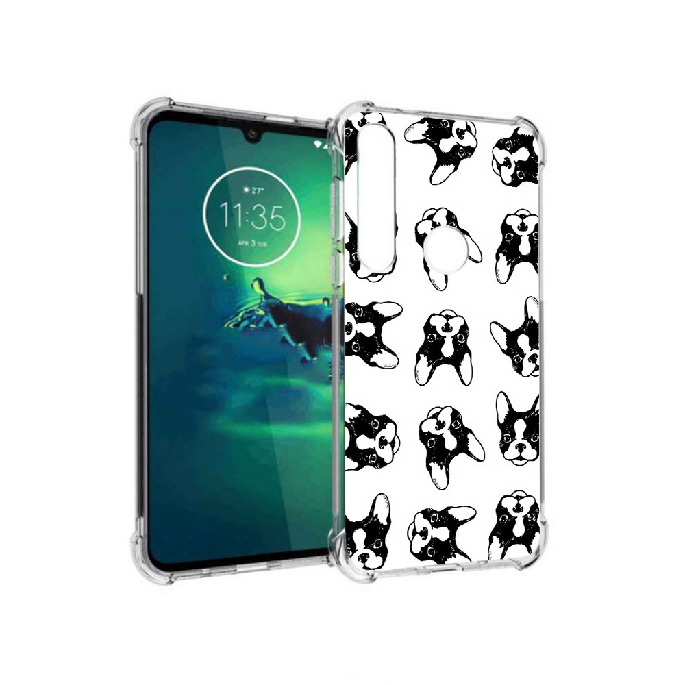 

Чехол MyPads Tocco для Motorola Moto G8 Plus черно белые собачки (PT227062.344.683), Прозрачный, Tocco