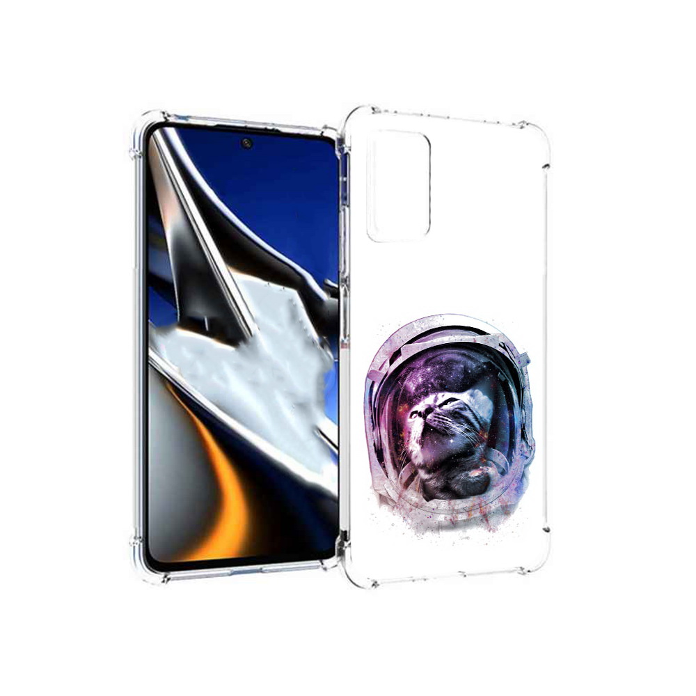 

Чехол MyPads Tocco для Xiaomi Poco X4 Pro 5G кот в шлеме, Прозрачный, Tocco
