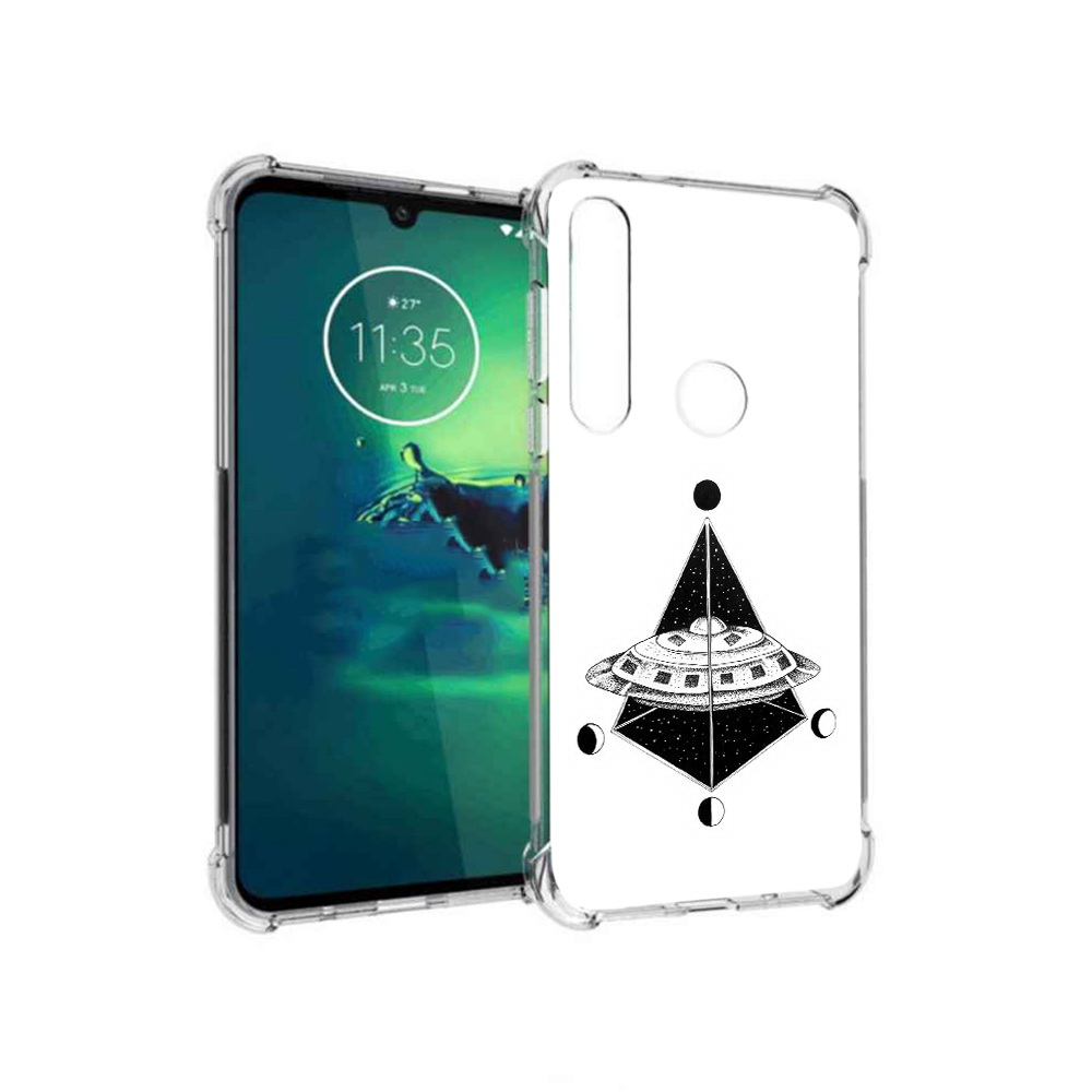 

Чехол MyPads Tocco для Motorola Moto G8 Plus черно белая летающая тарелка, Прозрачный, Tocco