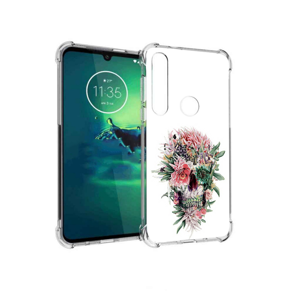 

Чехол MyPads Tocco для Motorola Moto G8 Plus череп из цветов (PT227062.344.677), Прозрачный, Tocco