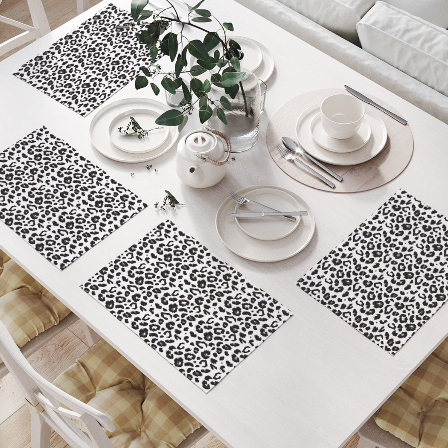 

Комплект салфеток JoyArty "Шкура леопарда" (32х46 см, 4 шт.), Белый, Шкура леопарда