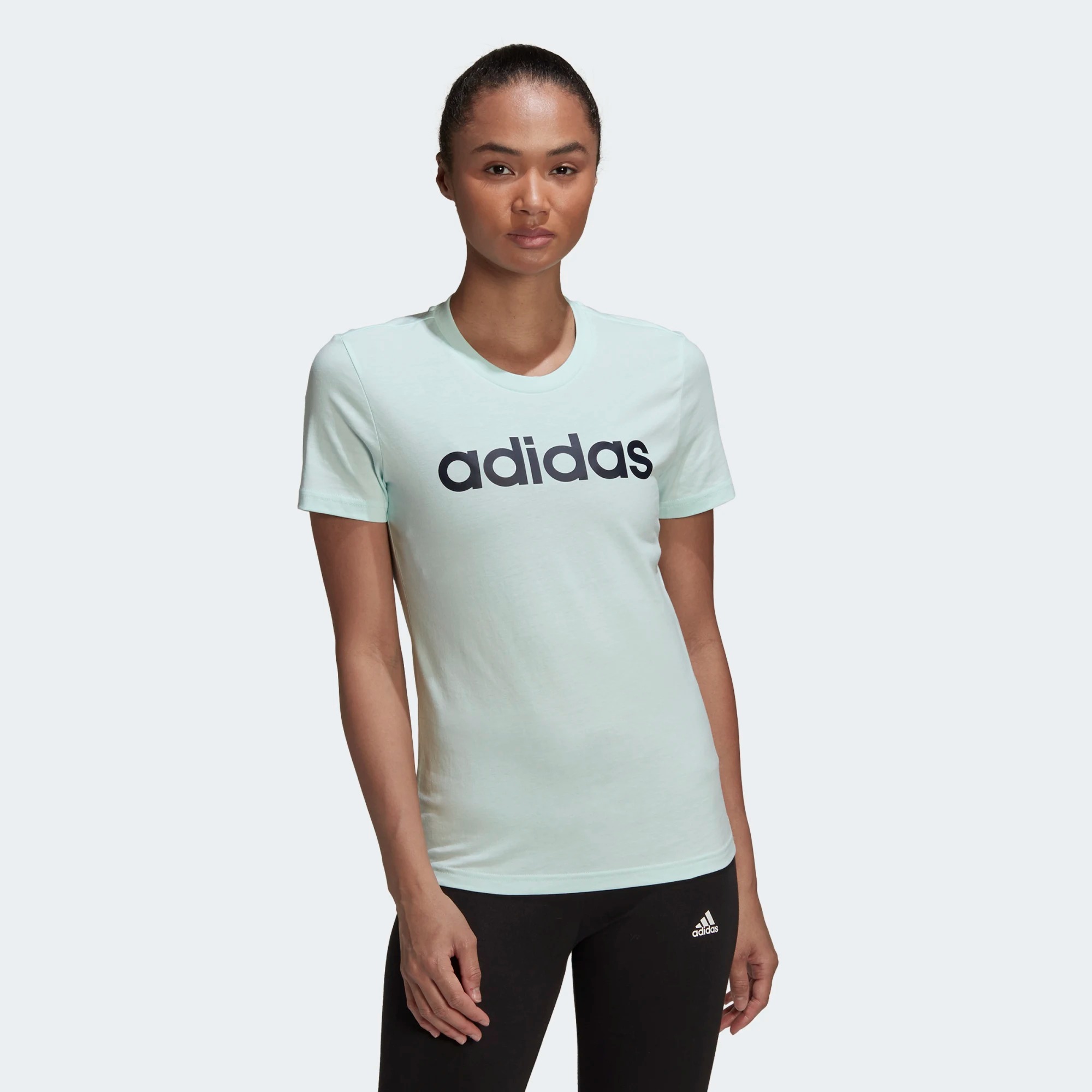 фото Футболка женская adidas lin t-shirt голубая 2xl