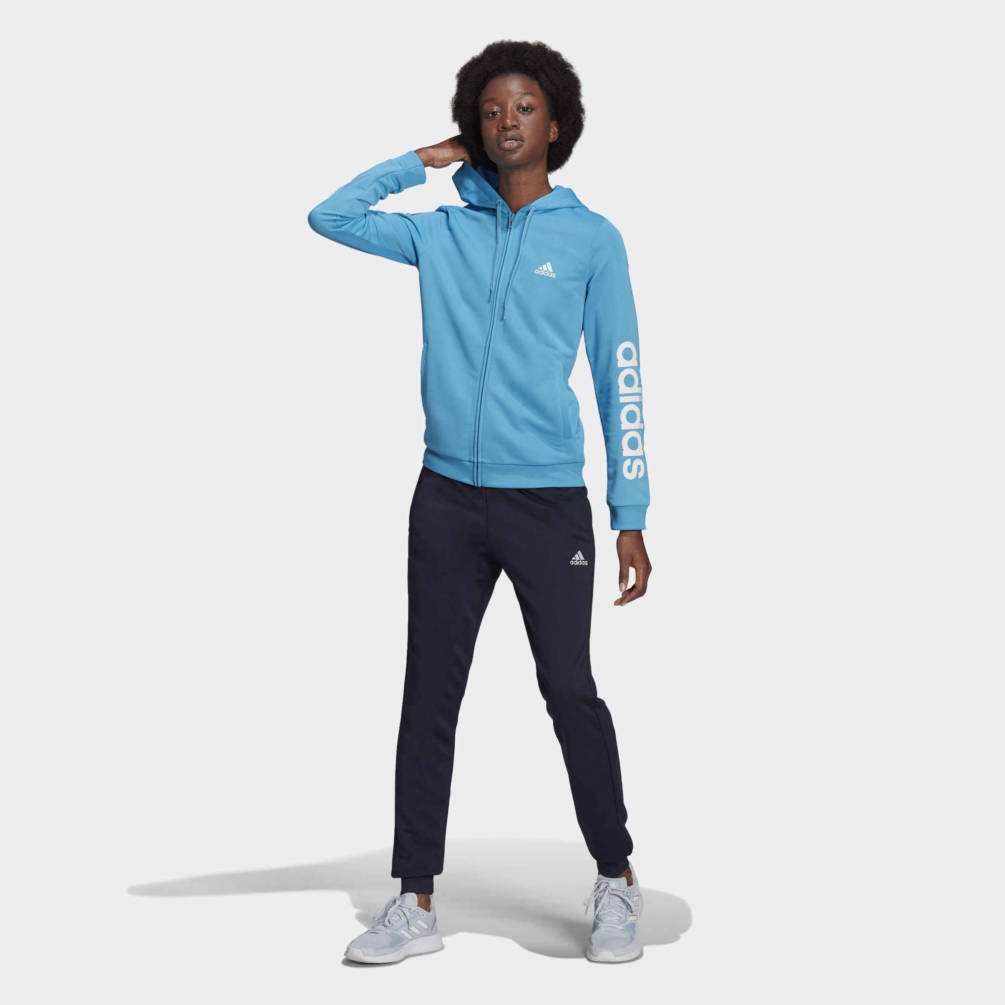 фото Костюм женский adidas essentials logo french terry tracksuit голубой xl