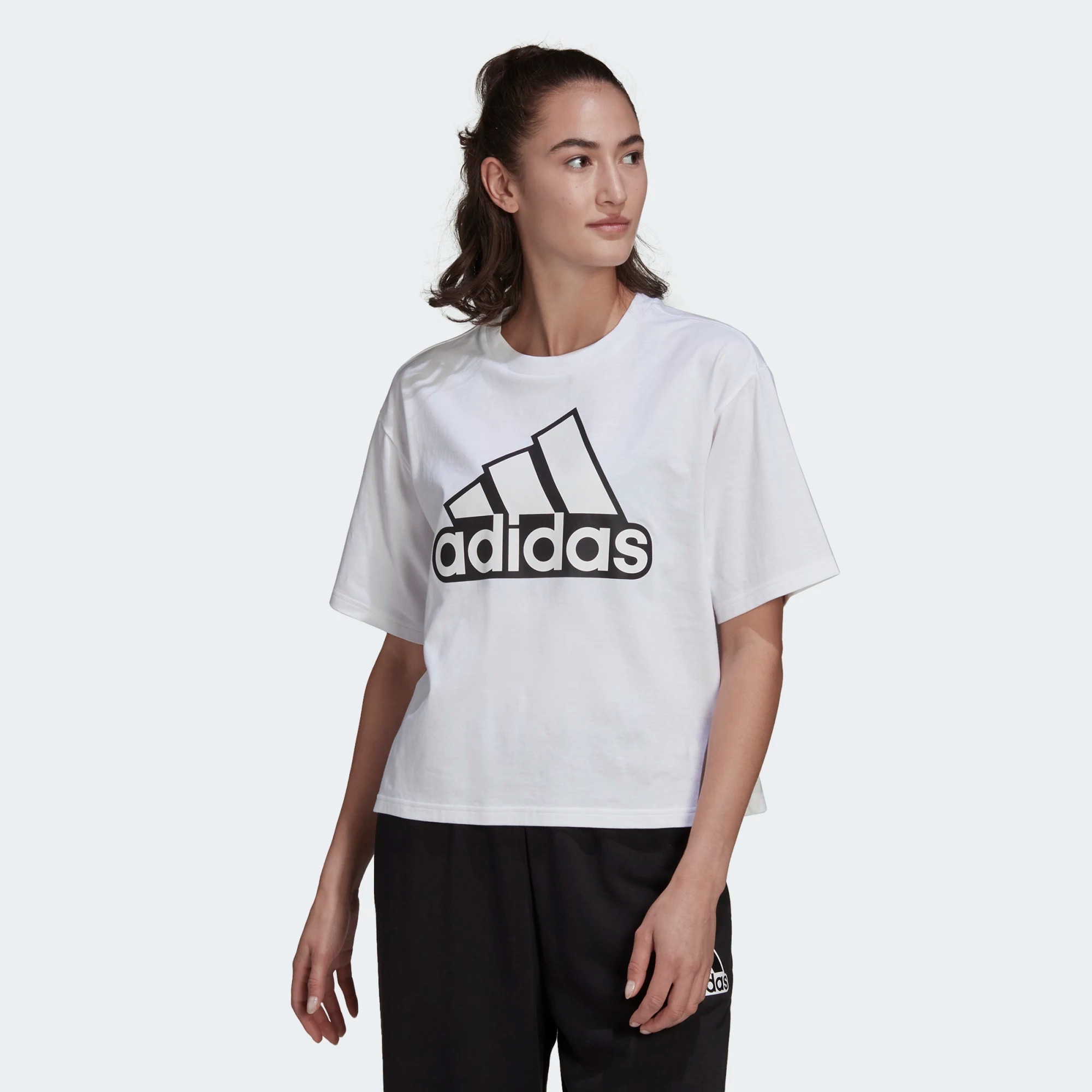 фото Футболка женская adidas w bluv q1 crop top белая s