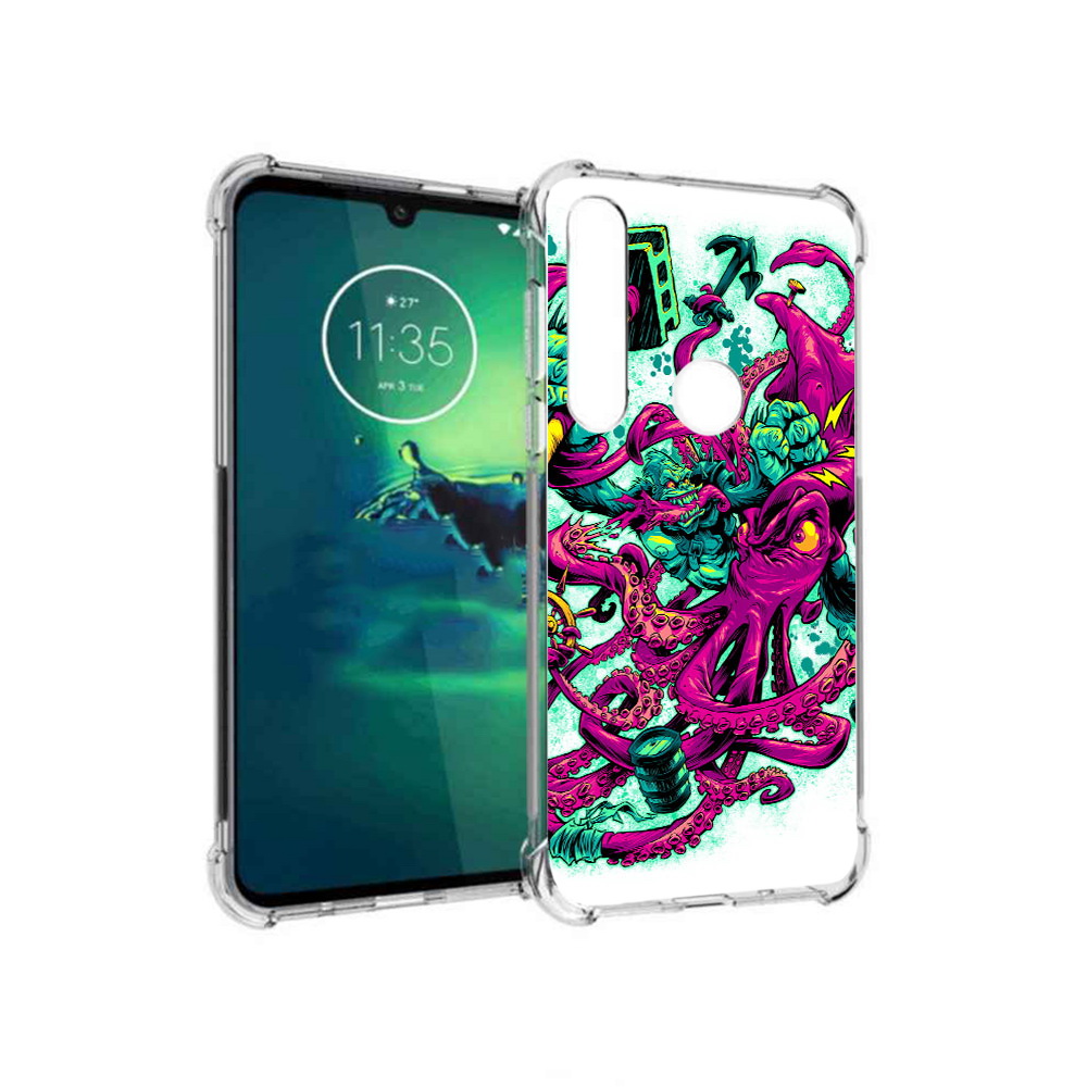 

Чехол MyPads Tocco для Motorola Moto G8 Plus фиолетовый кракен (PT227062.344.657), Прозрачный, Tocco