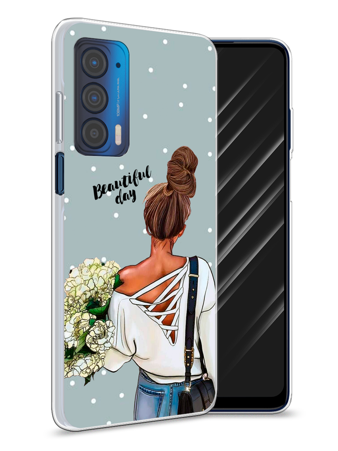 

Чехол Awog на Motorola Edge (2021) "Beautiful day", Голубой;коричневый;бежевый, 242950-6