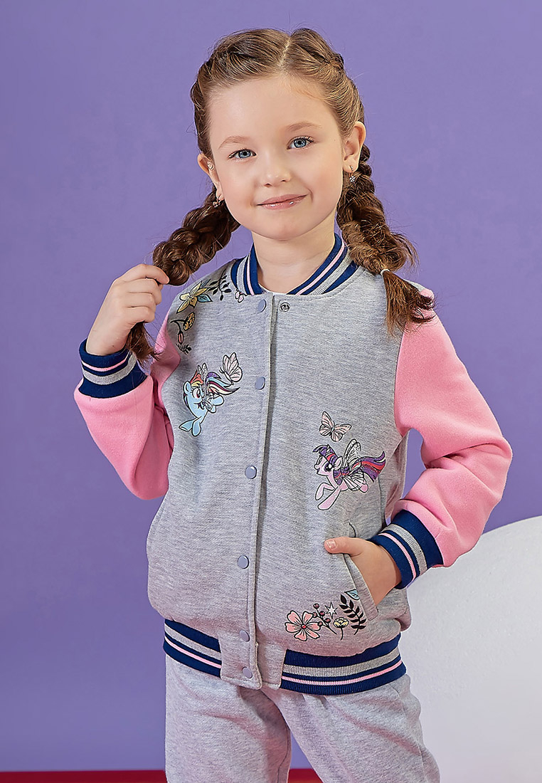 фото Толстовка детская my little pony aw20mlp1053236 серый/розовый р.128