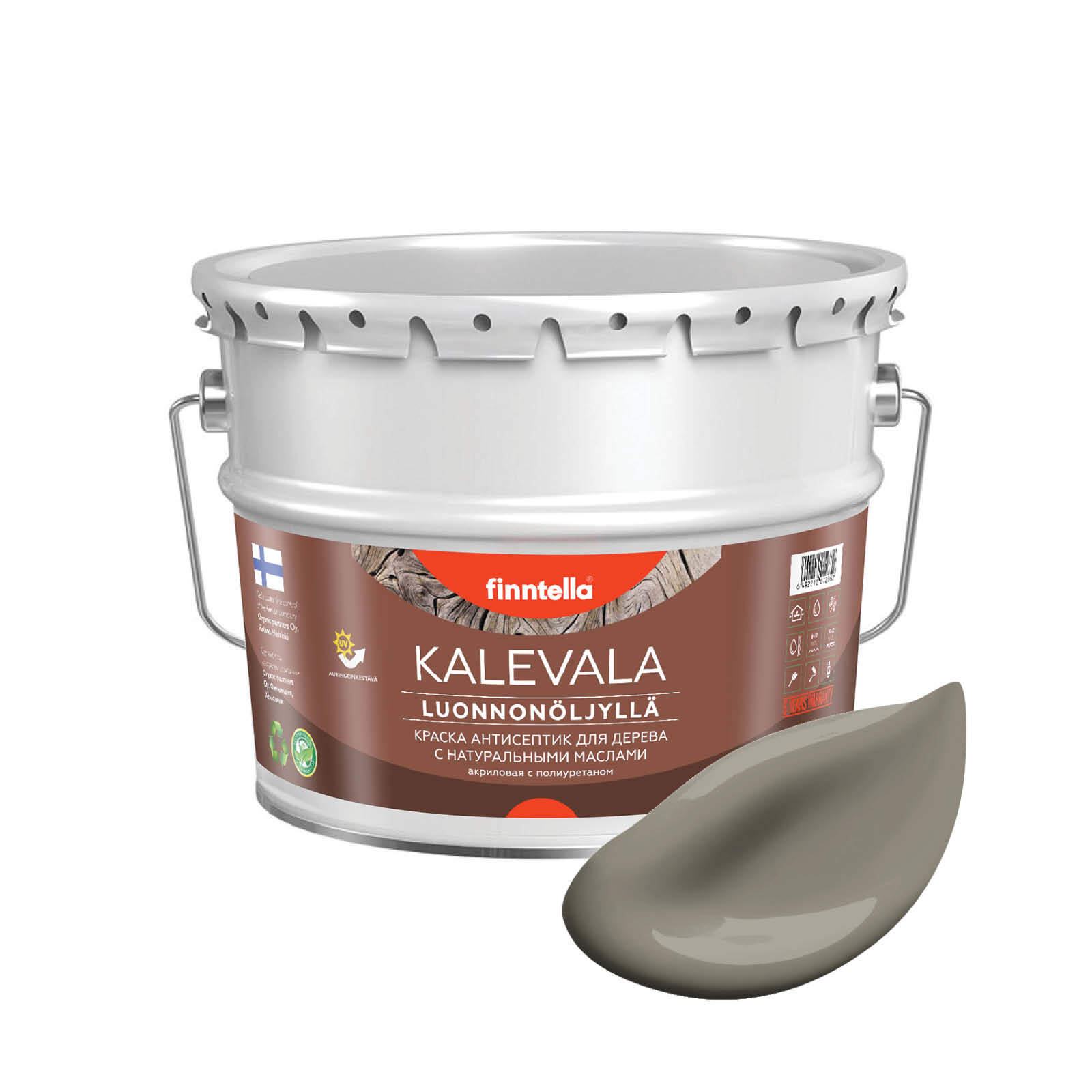 

Краска для дерева и деревянных фасадов FINNTELLA KALEVALA, с натуральным маслом и полиурет, Коричневый, KALEVALA NLC