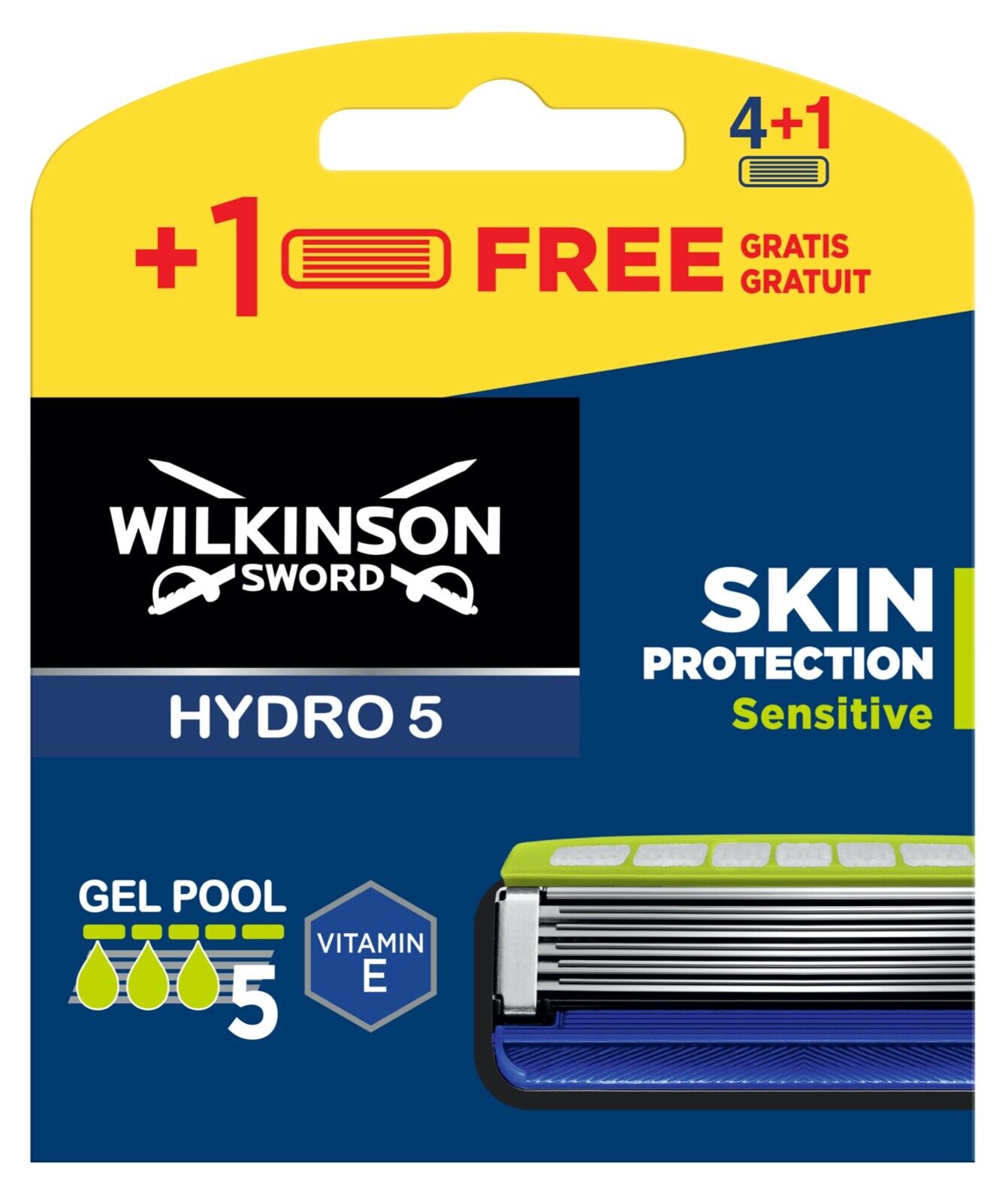 Сменные кассеты для бритвы Hydro Wilkinson Sword Hydro5 SKIN PROTECTION SENSITIVE, 5 шт. защитный гель gel protection gel globale 3159м 250 мл