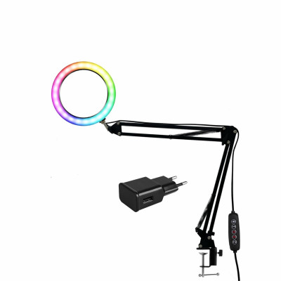 Кольцевая лампа Mobicent RGB-NB20A 20 см черный