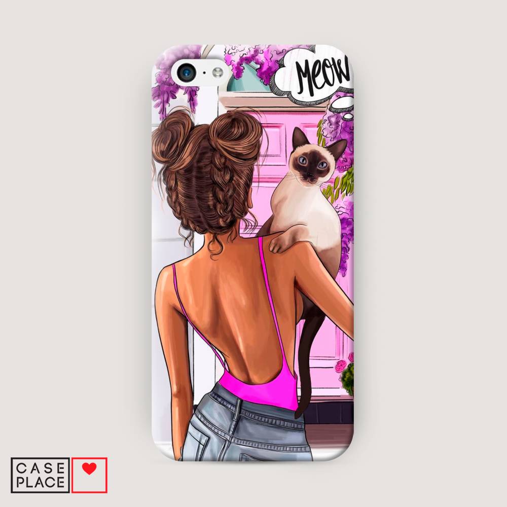 

Пластиковый чехол "Девушка с кошкой" на Apple iPhone 5C, 10220-5