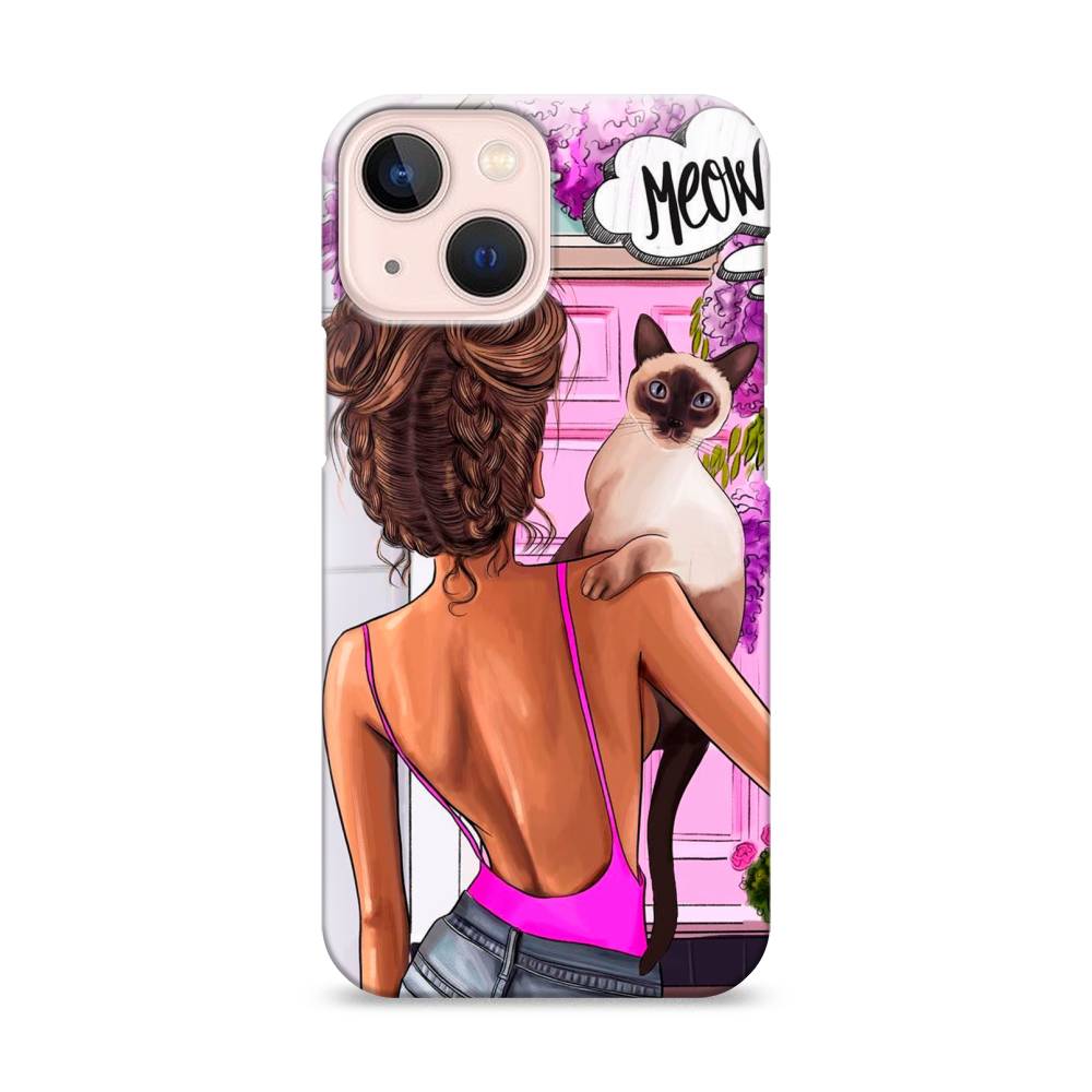 

Пластиковый чехол "Девушка с кошкой" на Apple iPhone 13 mini, 14120-5