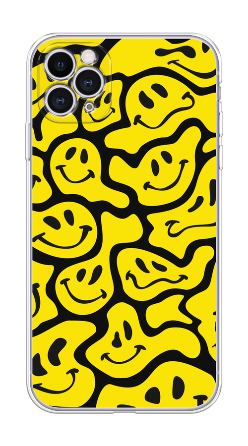 

Чехол на Apple iPhone 11 Pro "Расплывчатые смайлики желтые", Черный;желтый, 12350-6