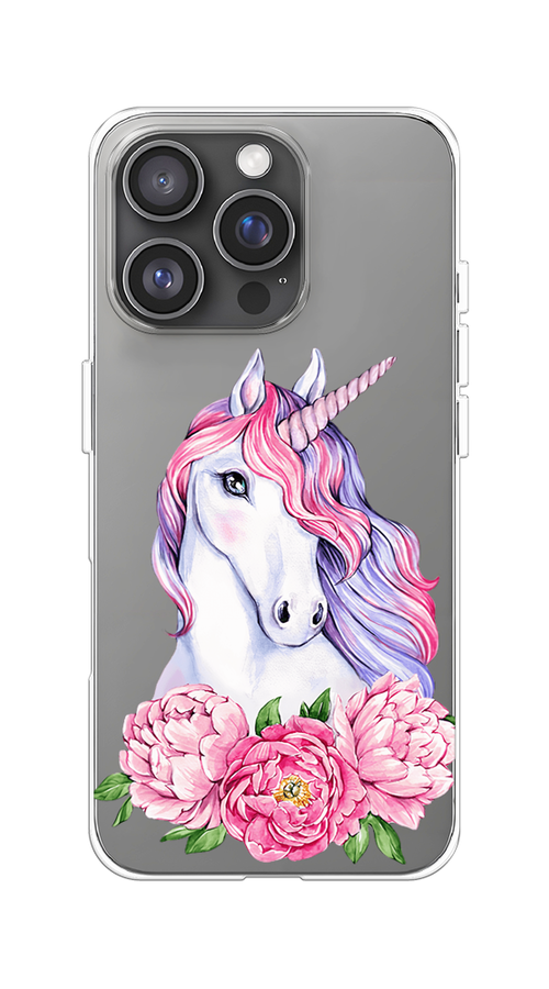 

Чехол на Apple iPhone 16 Pro "Единорог с пионами", Розовый;белый;зеленый, 16250-1
