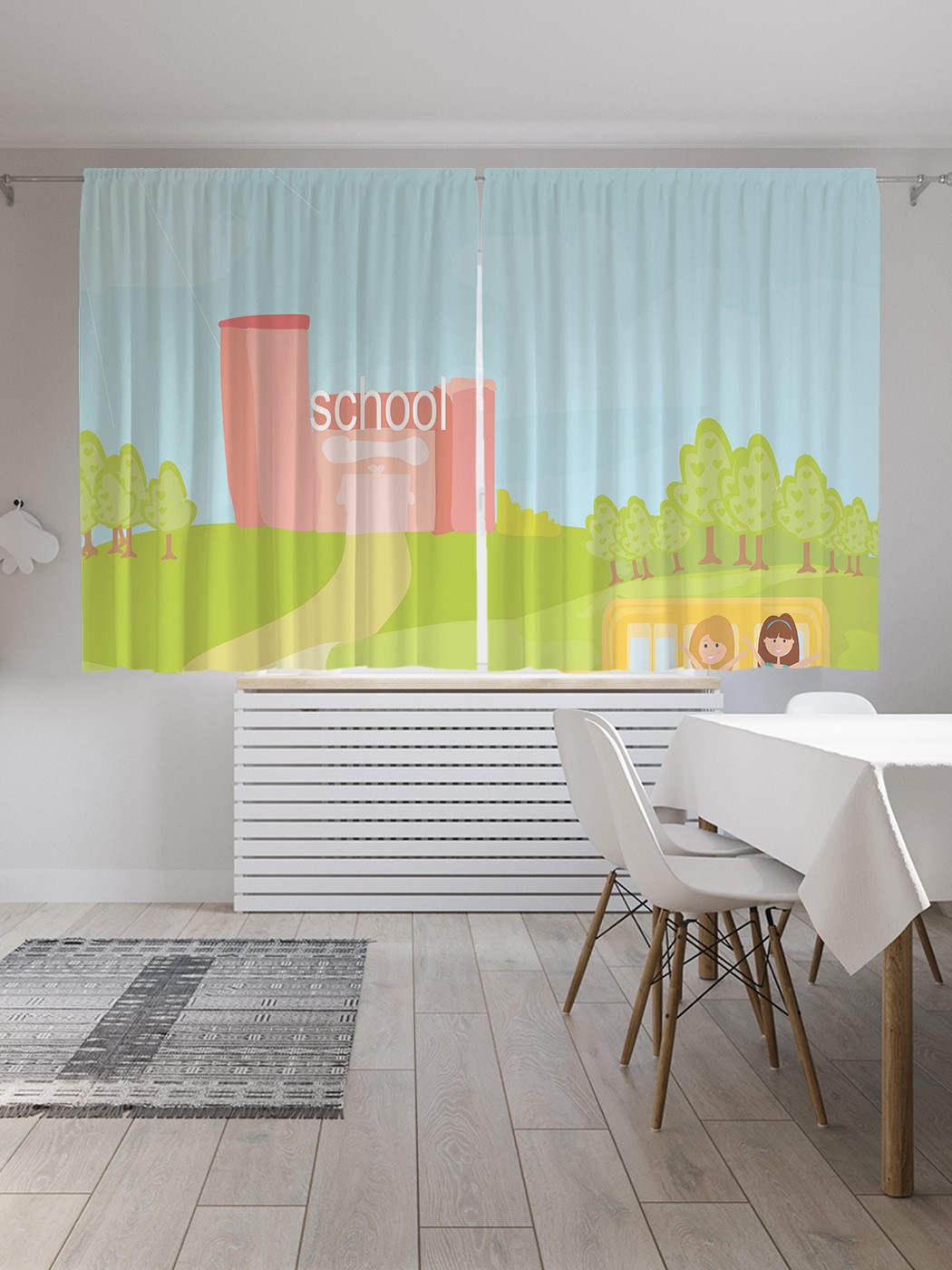 

Классические шторы JoyArty "Дорога в школу", серия Oxford DeLux, 2 полотна 145x180 см, Дорога в школу
