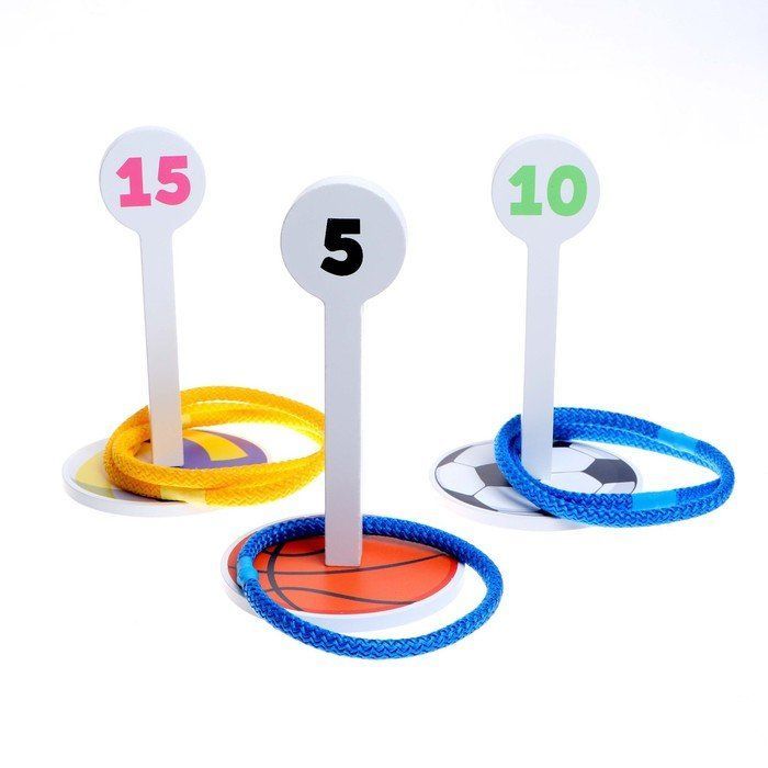 

Кольцеброс МЕГА ТОЙС Игры с мячом, 3 стойки, 6 колец