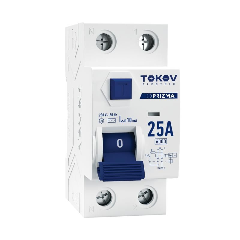 Выключатель дифференциального тока УЗО 2П 1PN 25А 10мА тип AC 6кА TOKOV Electric TKE- 2479₽