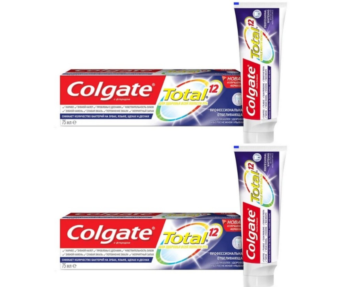 Зубная паста Colgate Total 12 Профессиональная, Отбеливающая, 75 мл, 2 шт