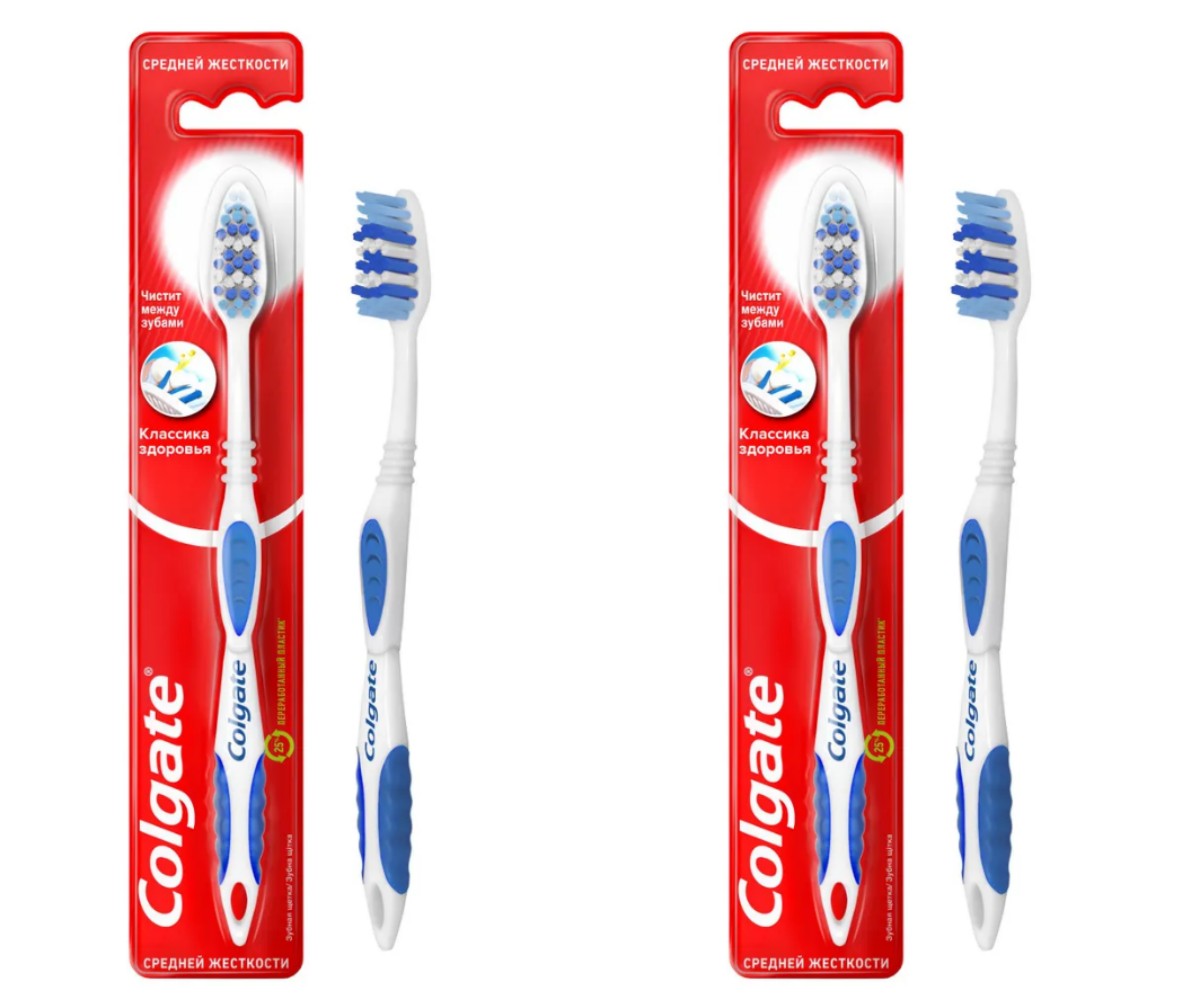 Зубная щетка Colgate Классика Здоровья, средняя, 2 шт