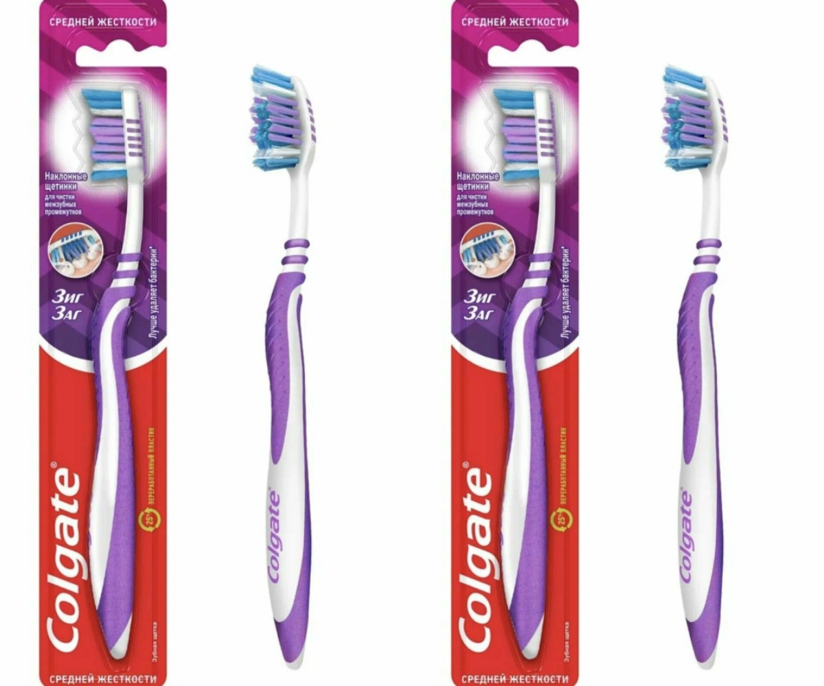 Зубная щетка Colgate Zigzag Plus, средняя, 2 шт