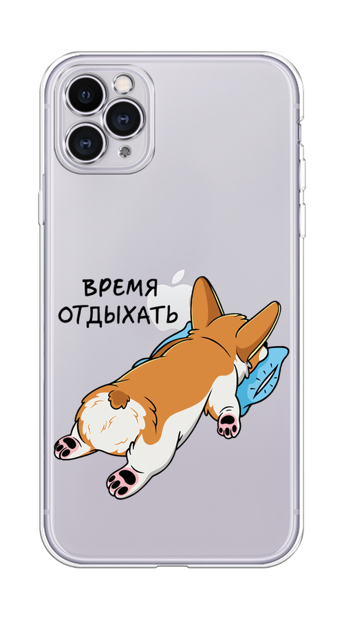 

Чехол на Apple iPhone 11 Pro Max "Корги отдыхает", Черный;коричневый;голубой, 12250-1