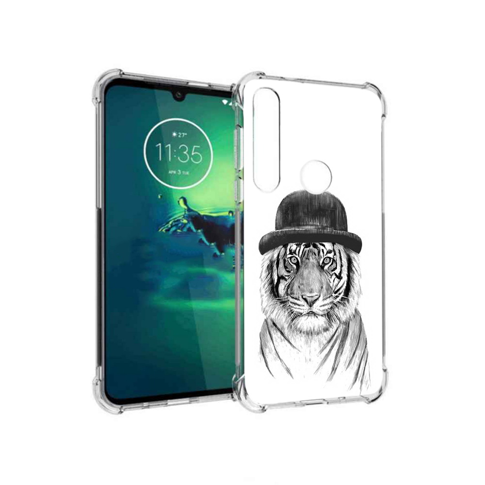 

Чехол MyPads Tocco для Motorola Moto G8 Plus тигр британец (PT227062.344.641), Прозрачный, Tocco