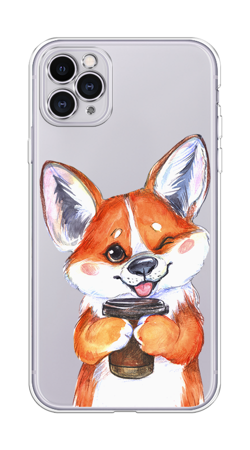 

Чехол на Apple iPhone 11 Pro Max "Корги с кофе", Оранжевый;белый, 12250-4