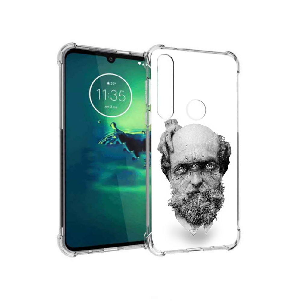 

Чехол MyPads Tocco для Motorola Moto G8 Plus страшный бородатый мужчина абстракция, Прозрачный, Tocco