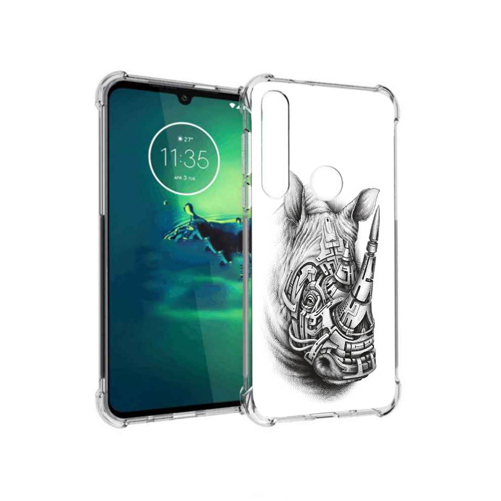 

Чехол MyPads Tocco для Motorola Moto G8 Plus стальной носорог (PT227062.344.620), Прозрачный, Tocco