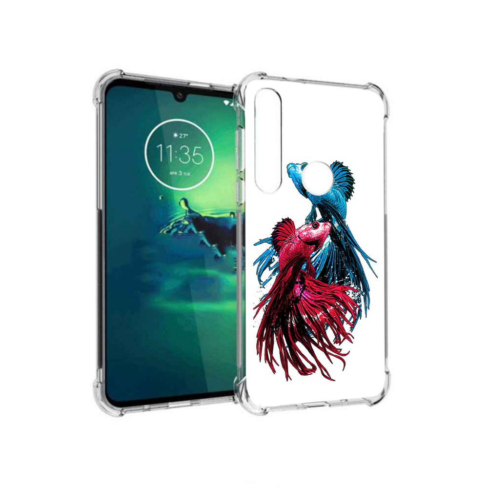 

Чехол MyPads Tocco для Motorola Moto G8 Plus рыбы петушки (PT227062.344.592), Прозрачный, Tocco