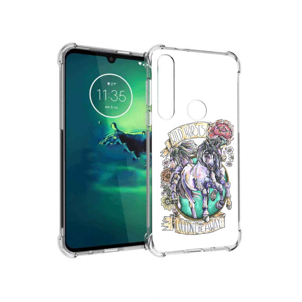 

Чехол MyPads Tocco для Motorola Moto G8 Plus рисунок коней в цветах (PT227062.344.582), Прозрачный, Tocco