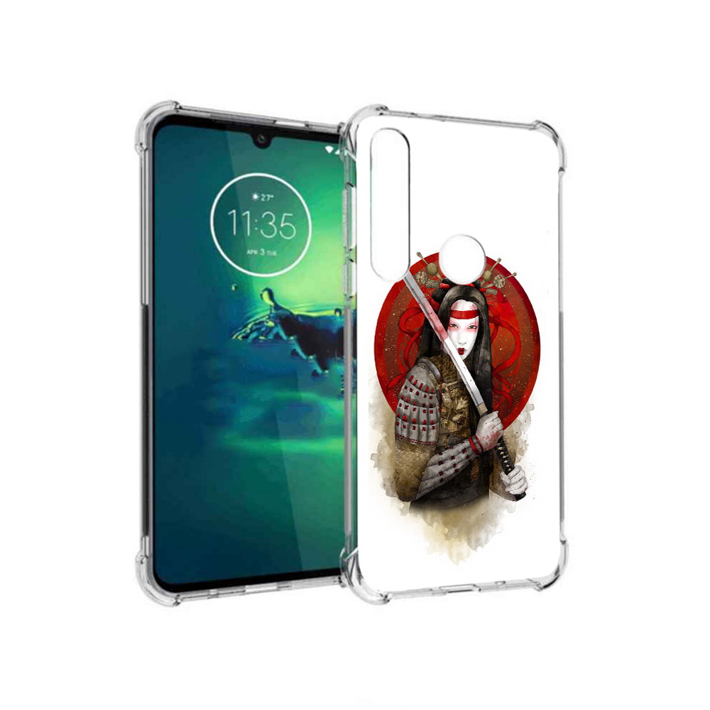 

Чехол MyPads Tocco для Motorola Moto G8 Plus рисованная девушка с катаной, Прозрачный, Tocco