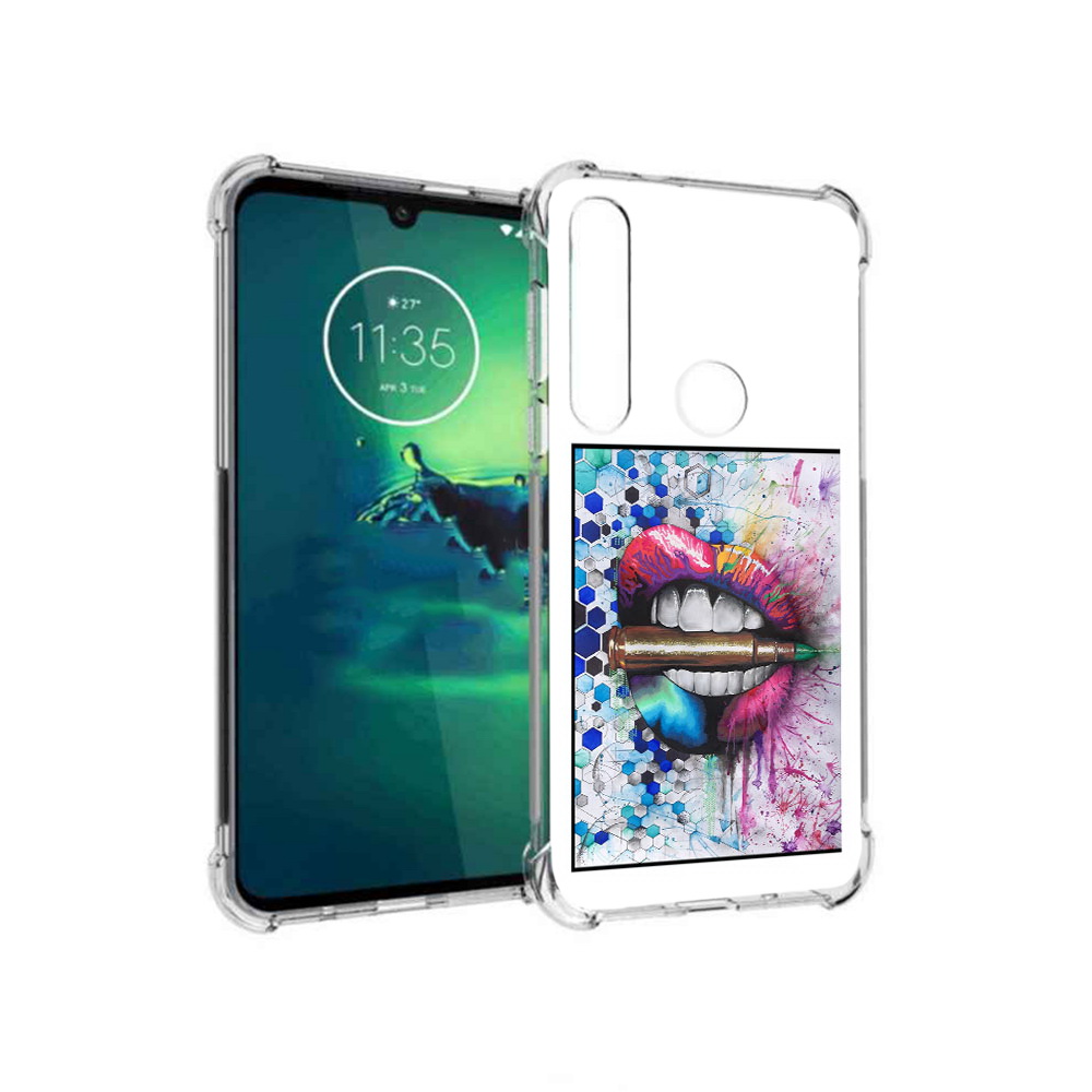 

Чехол MyPads Tocco для Motorola Moto G8 Plus разноцветные губы с пулей (PT227062.344.571), Прозрачный, Tocco