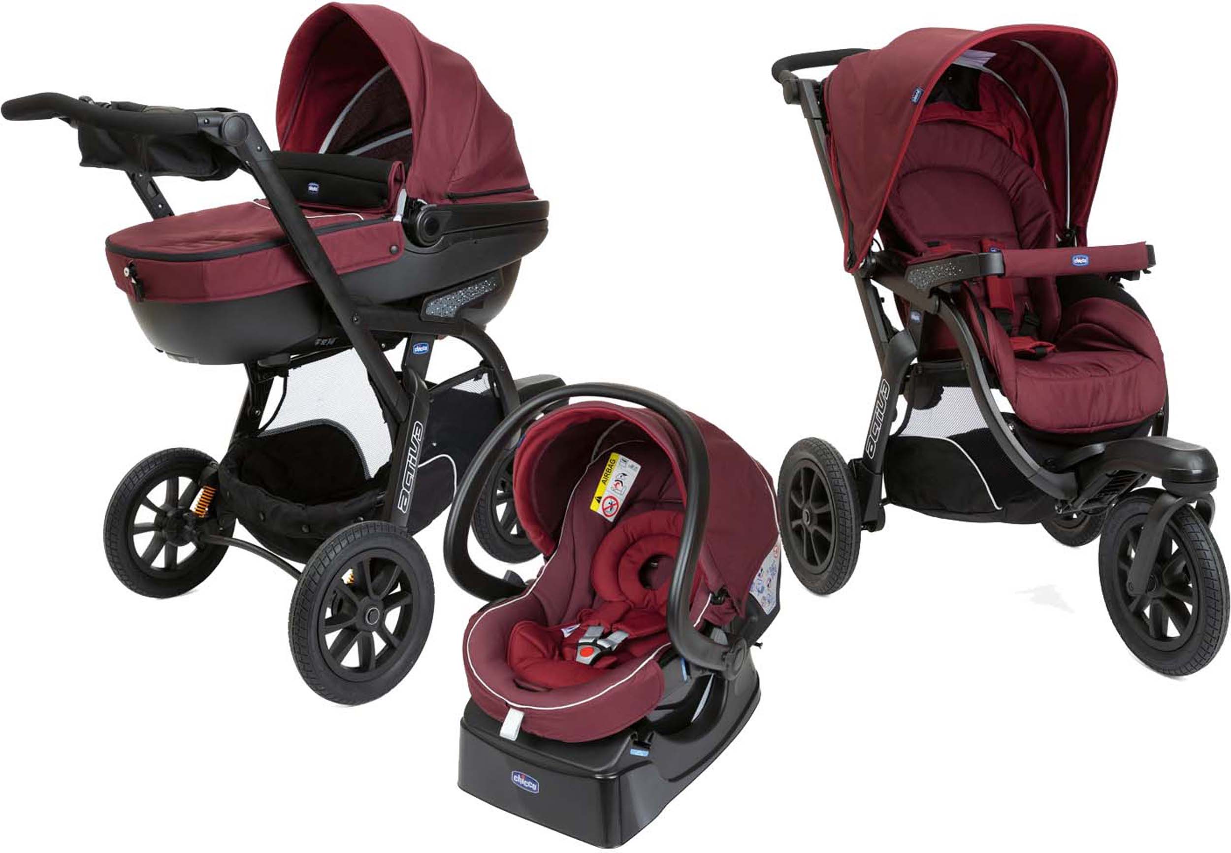 

Коляска 3 в 1 Chicco Trio Activ3, Burgundy Powder, Activ3