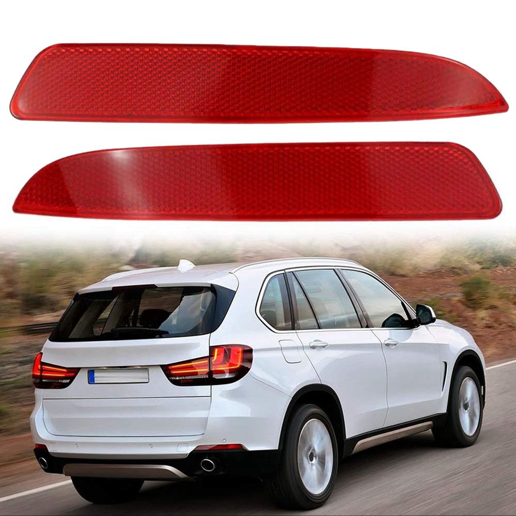 

Отражатель заднего бампера, комплект (левый и правый) для BMW E70 X5 2007-201, Красный, отражатель заднего бампера
