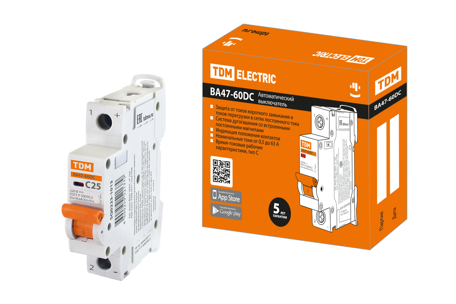 

Авт. выкл.ВА47-60DC 1P 25А 6кА х-ка С TDM, TDM ELECTRIC-2