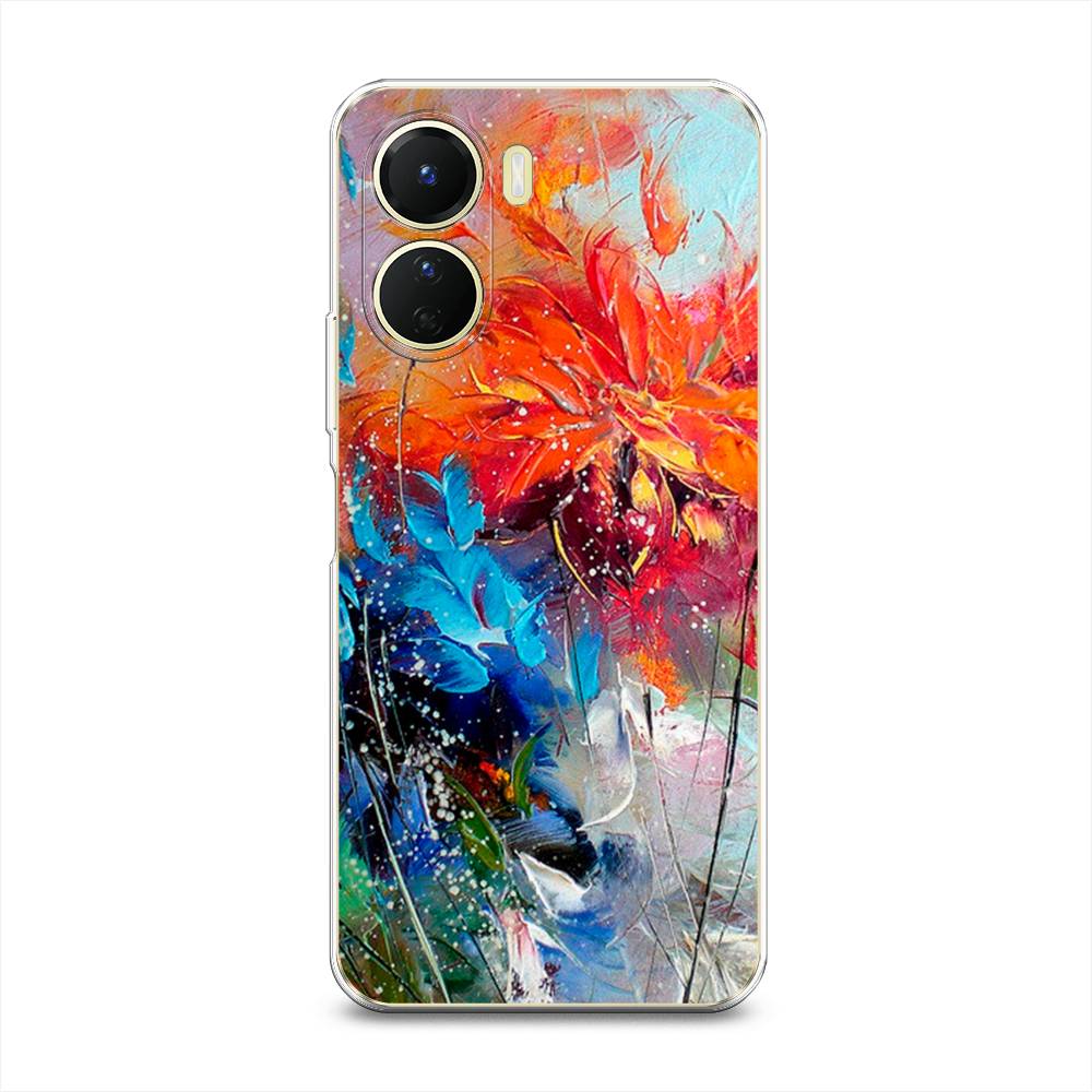 

Чехол на Vivo Y16 "Абстрактные цветы", Оранжевый;синий, 267850-4