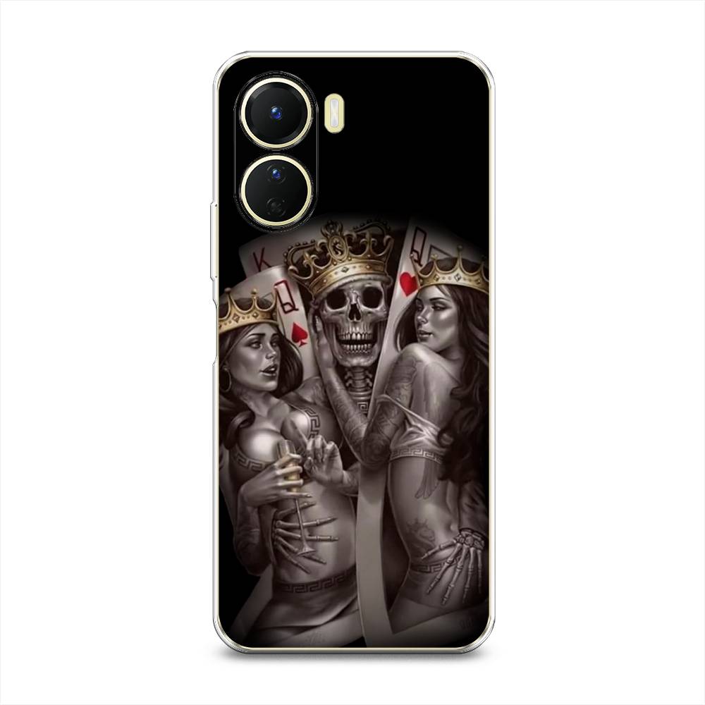 

Чехол на Vivo Y16 "Карты король и королевы", Серый;желтый, 267850-6