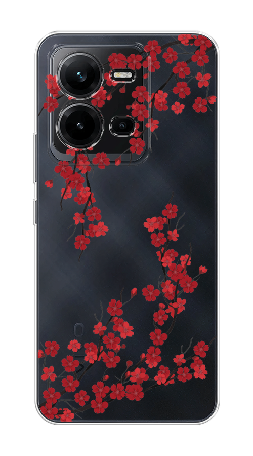 

Чехол на Vivo V25 "Красная сакура", Красный;черный, 267650-2