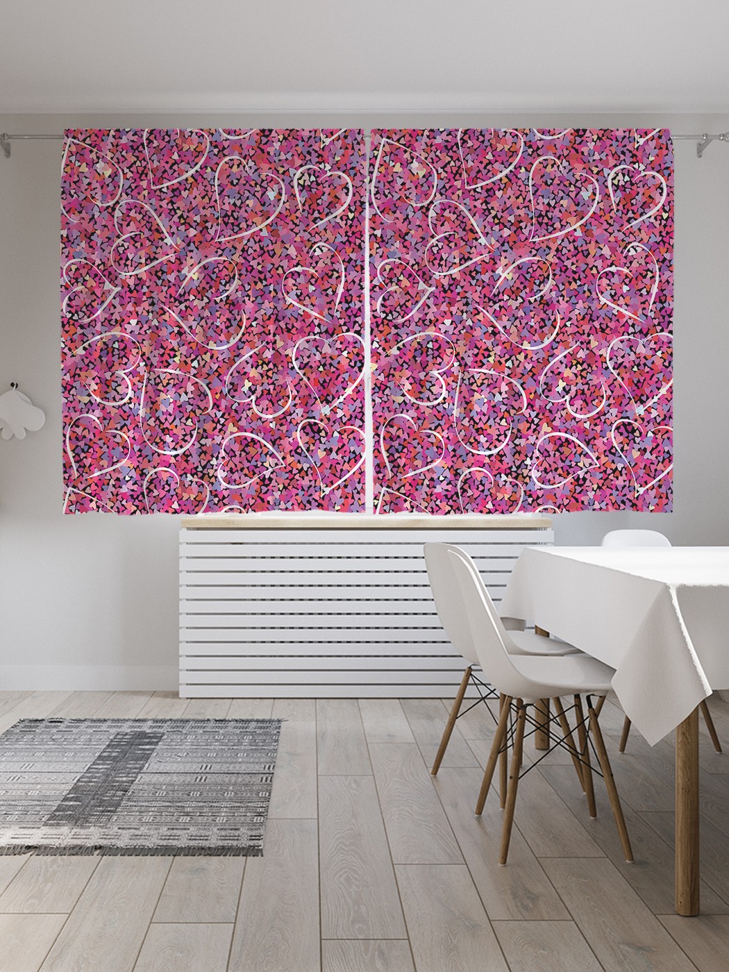 

Классические шторы JoyArty "Сердечки конфетти", серия Oxford DeLux, 2 полотна 145x180 см, Сердечки конфетти