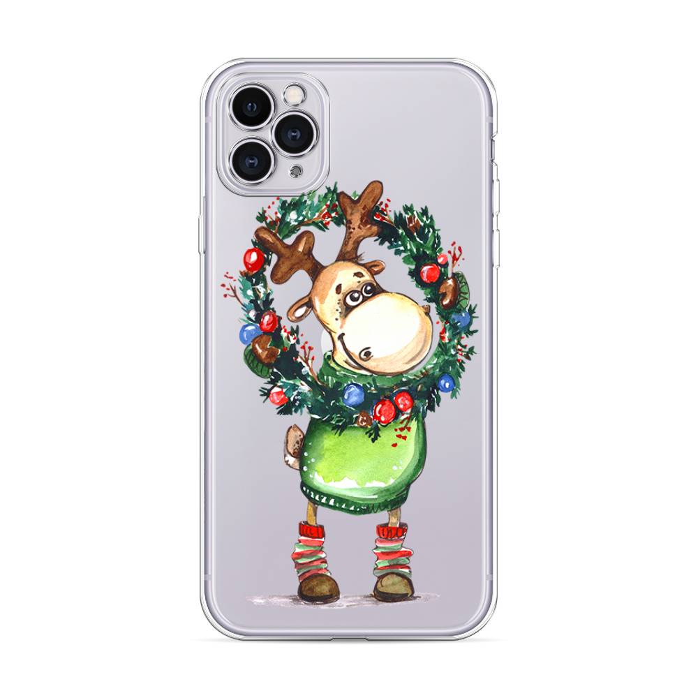 

Чехол для Apple iPhone 11 Pro Max "Олень с новогодним венком", 12250-4