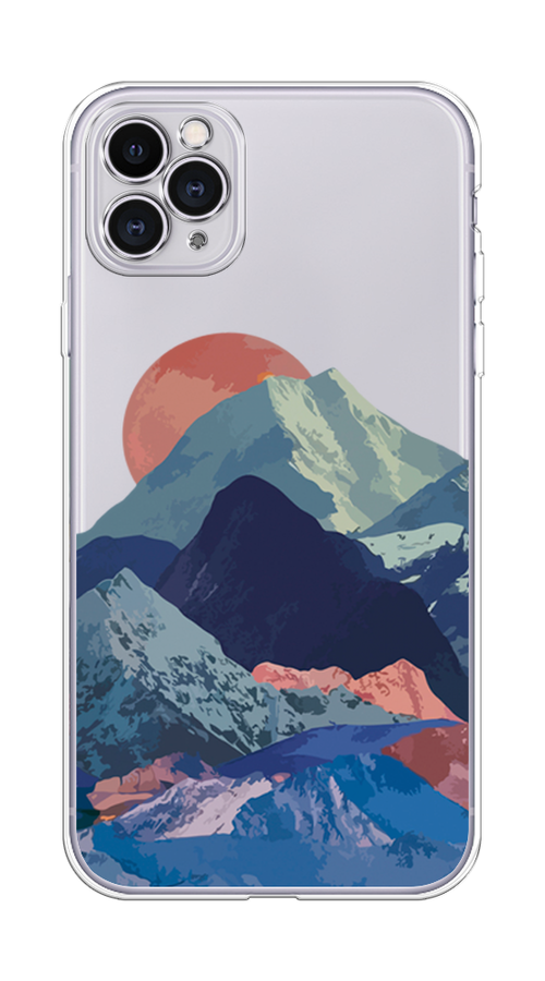 

Чехол на Apple iPhone 11 Pro Max "Закат в снежных горах", Красный;серый;голубой, 12250-2