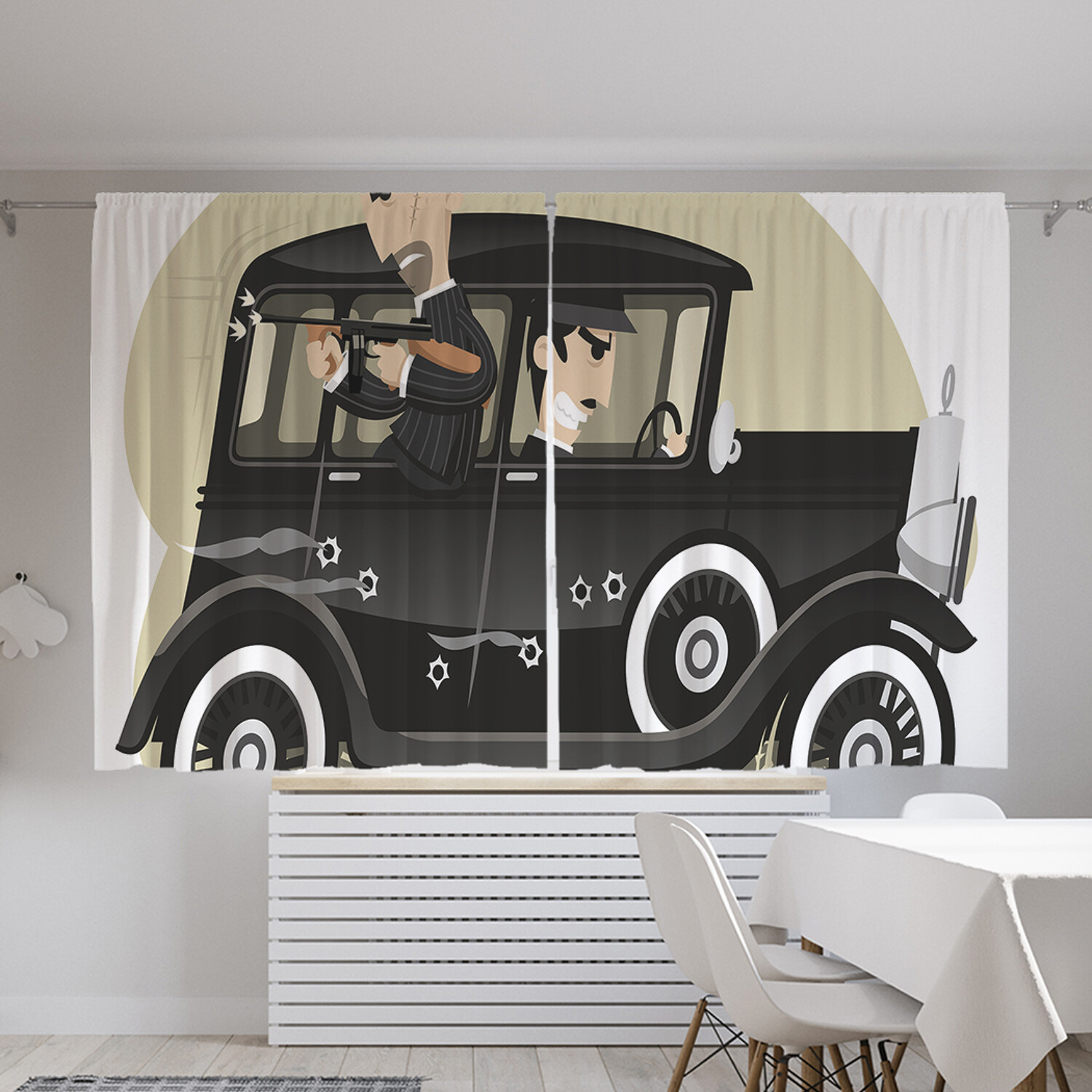 

Классические шторы JoyArty "Бандиты в машине", серия Oxford DeLux, 2 полотна 145x180 см, Бандиты в машине