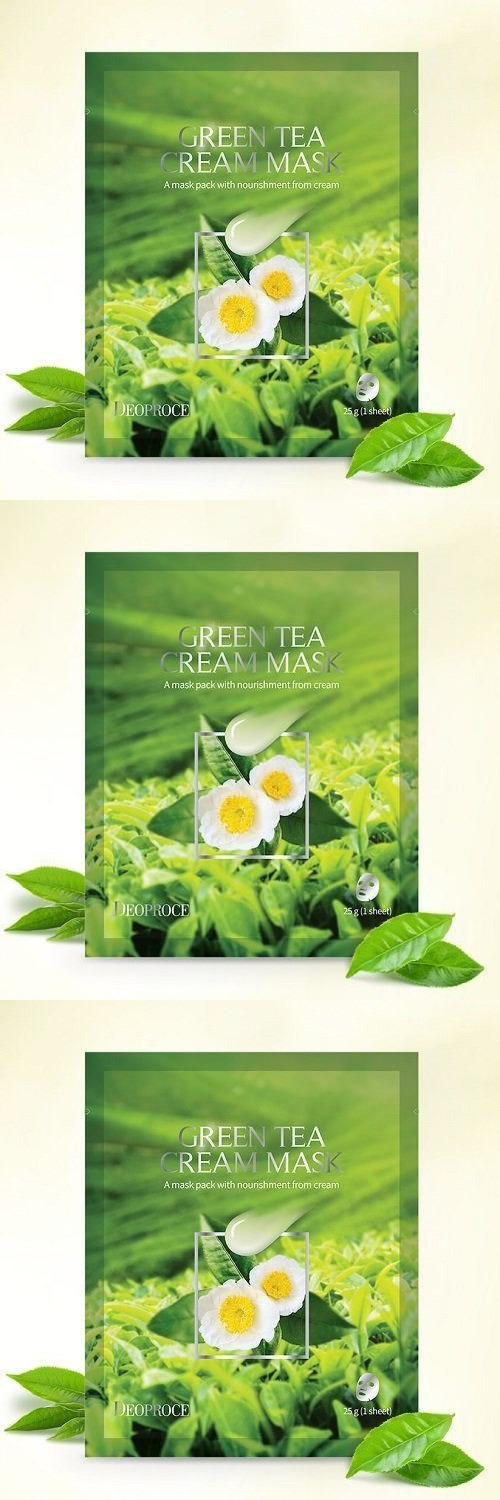 Маска кремовая на тканевой основе Deoproce lap green tea mask 25мл 3уп маска для лица fito косметик народные рецепты тканевая алоэ вера и зелёный чай 25мл
