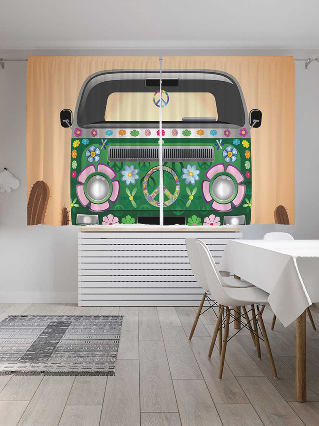 фото Классические шторы joyarty "мирное путешествие", серия oxford delux, 2 полотна 145x180 см
