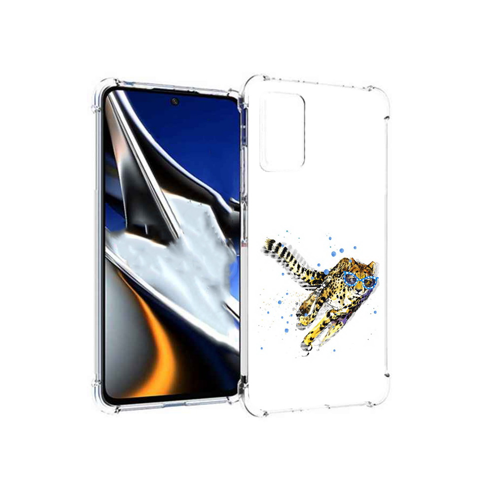 

Чехол MyPads Tocco для Xiaomi Poco X4 Pro 5G гепард в очках, Прозрачный, Tocco