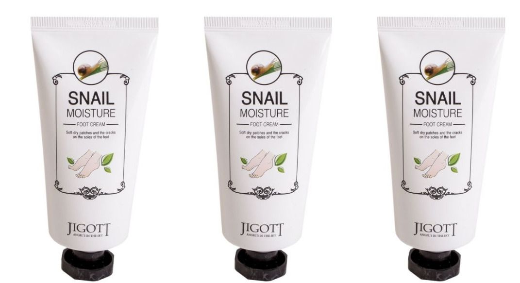 Крем для ног Jigott snail moisture с улиткой 100мл 3шт восстанавливающий крем с улиткой anjo premium 50g